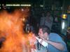 Just testing that the bar top is fireproof - J. Waldeck trying to burn the bar down at O'Donold's Irish Pub